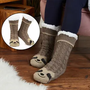 Autumn Winter Knitted Socks Fluffy Breathable Fluffy Bed Socks Warm Socks Non Slip Thicken Warm Sherpa Slipper Socks Womens