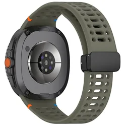 Breathable Silicone Magnetic Smartwatch Strap Bracelet for Galaxy watch 9 40mm (Army green)