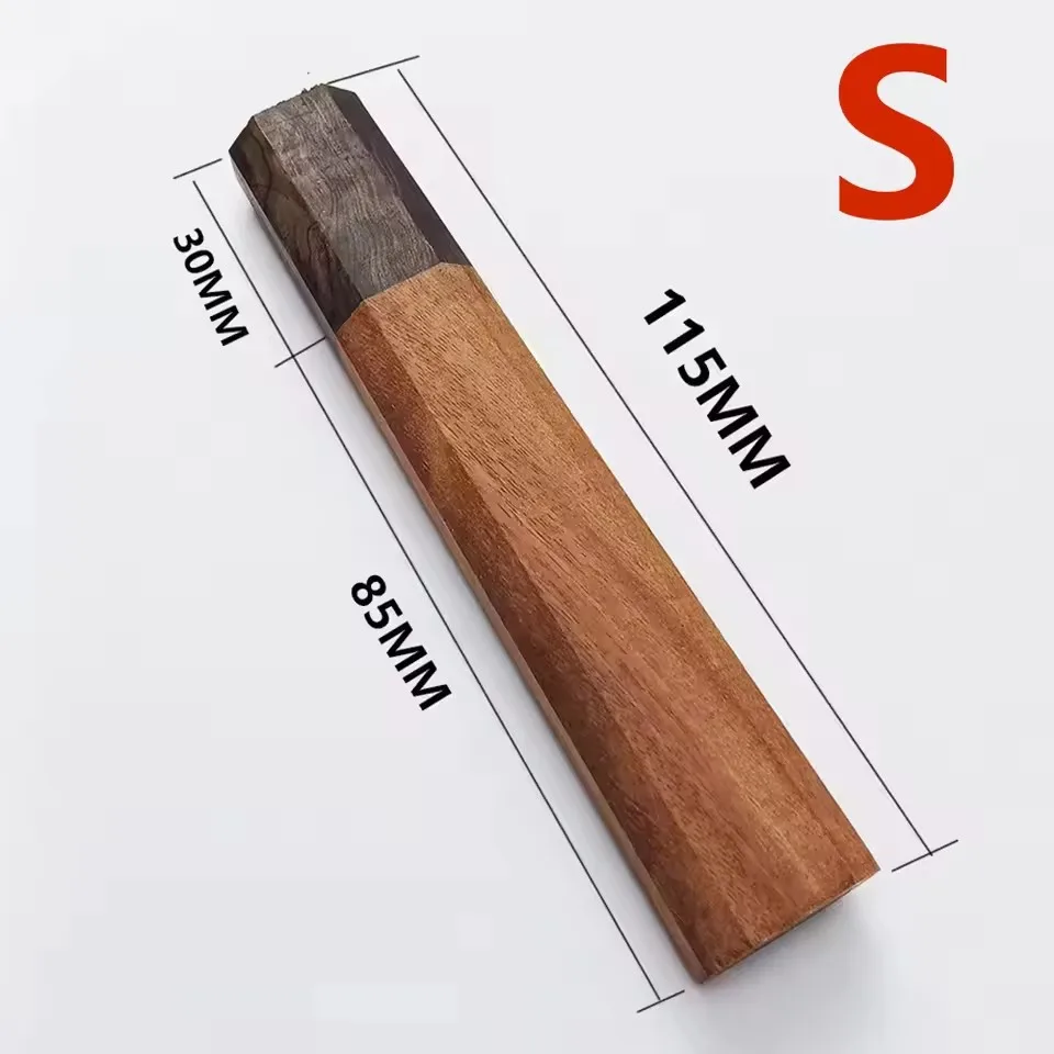 1piece Japanese Style Octagonal Handle for Kitchen Knife Handle,Red Kibao + Ebony Wood Knife Handle, Length 115mm Knife Handle
