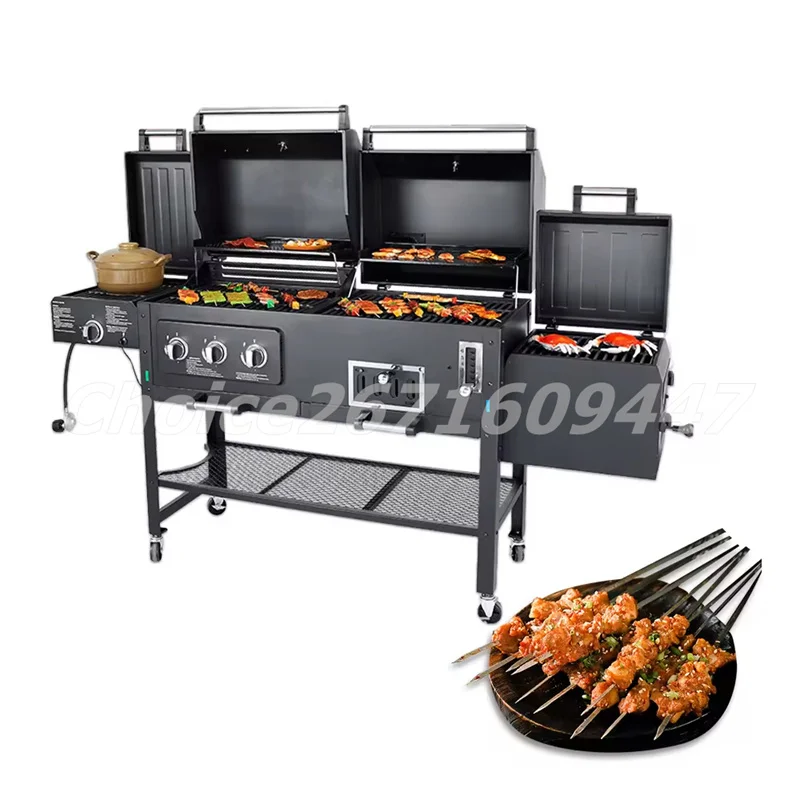 

Garden Barbecue Villa Barbecue Grill American Smoked Braised Oven Large Gas and Charcoal Grill Combo Smokeless Barbecue BBQ