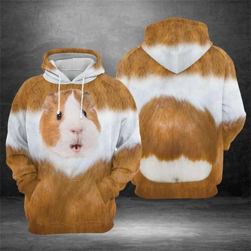 thumbnail image 1 of Sudadera con capucha con estampado 3D de conejillo de indias más reciente, sudadera con estampado de conejillo de indias, tops casuales, sudaderas con capucha de moda para parejas, 1 of 4