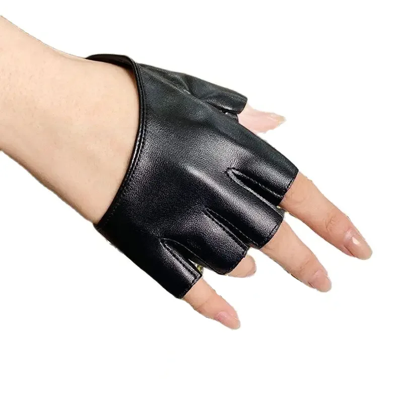 Pu Leather Fingerless Gloves For Goth Punk Rock Lolita Harajuku Stage Performance Party Women Cosplay