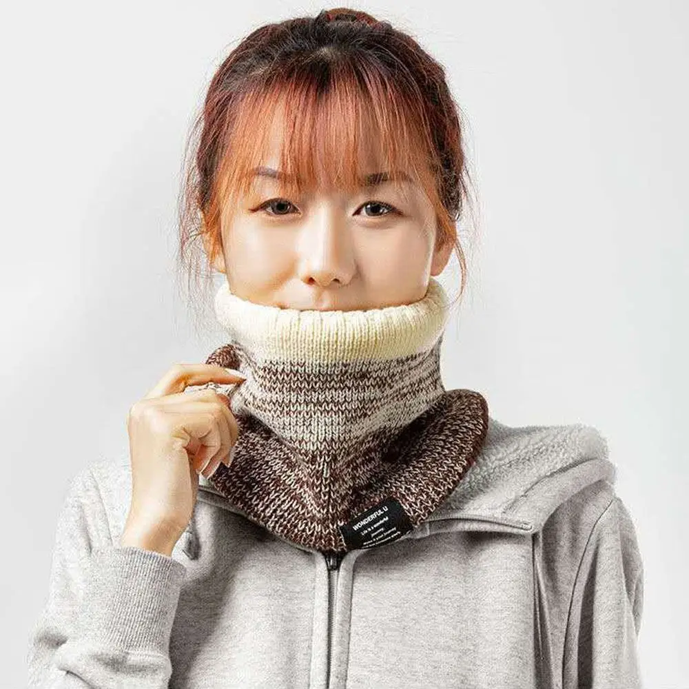 Coldproof Knitted Ring Scarf Outdoor Gradient Color Warm Thicken Plush Scarf Wrap Neck Scarves Winter Accessories 4