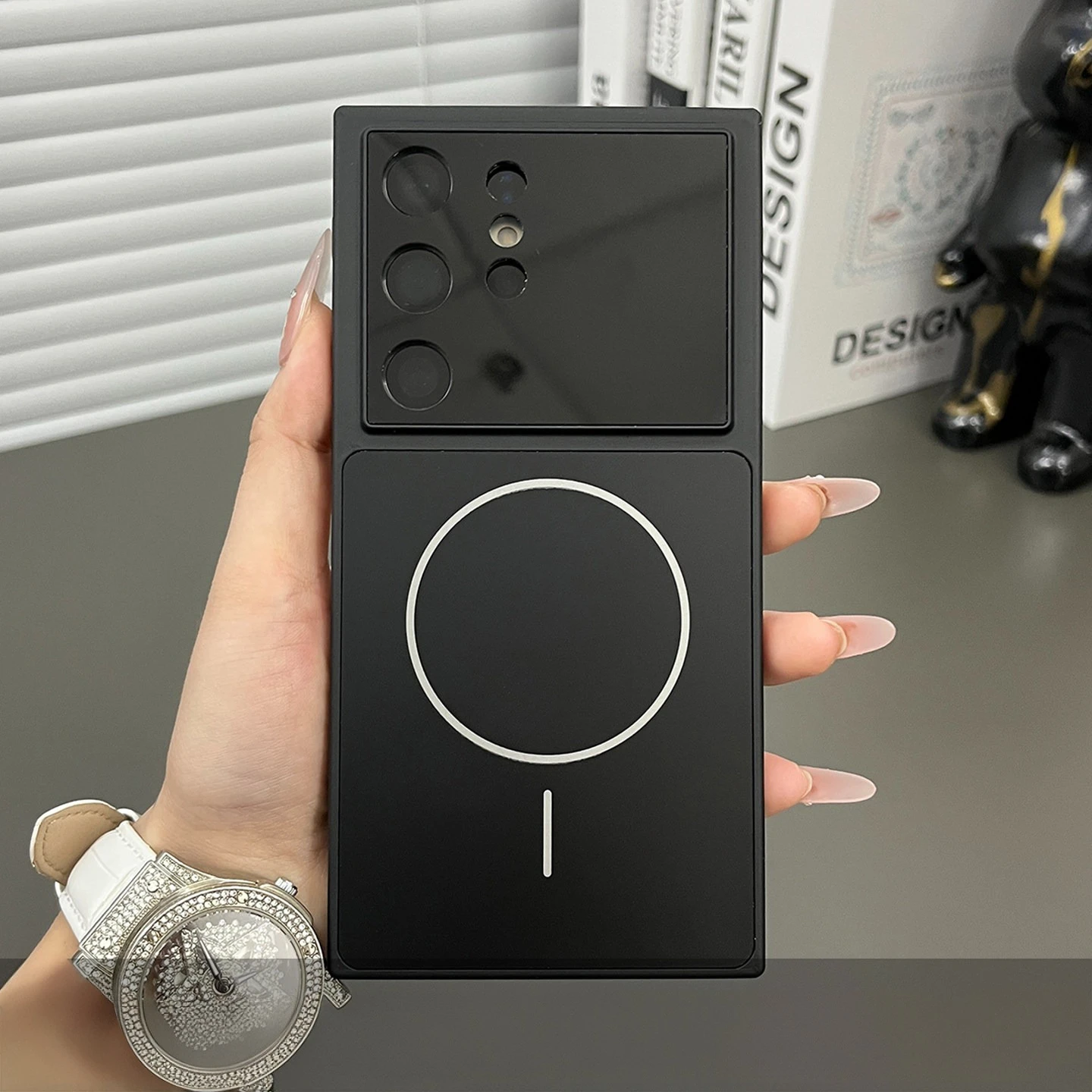 Premium AG Glass Armor Phone Case with Magsafe Magnetic Cover - Large Window Design