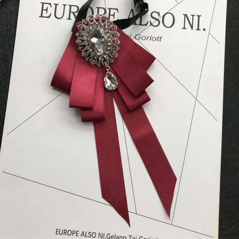 Vintage Kristall Stoff Fliege Brosche Koreanische Mode Bowties Krawatten für Frauen Weißes Hemd Kragen Luxus Schmuck Zubehör – Detail 15