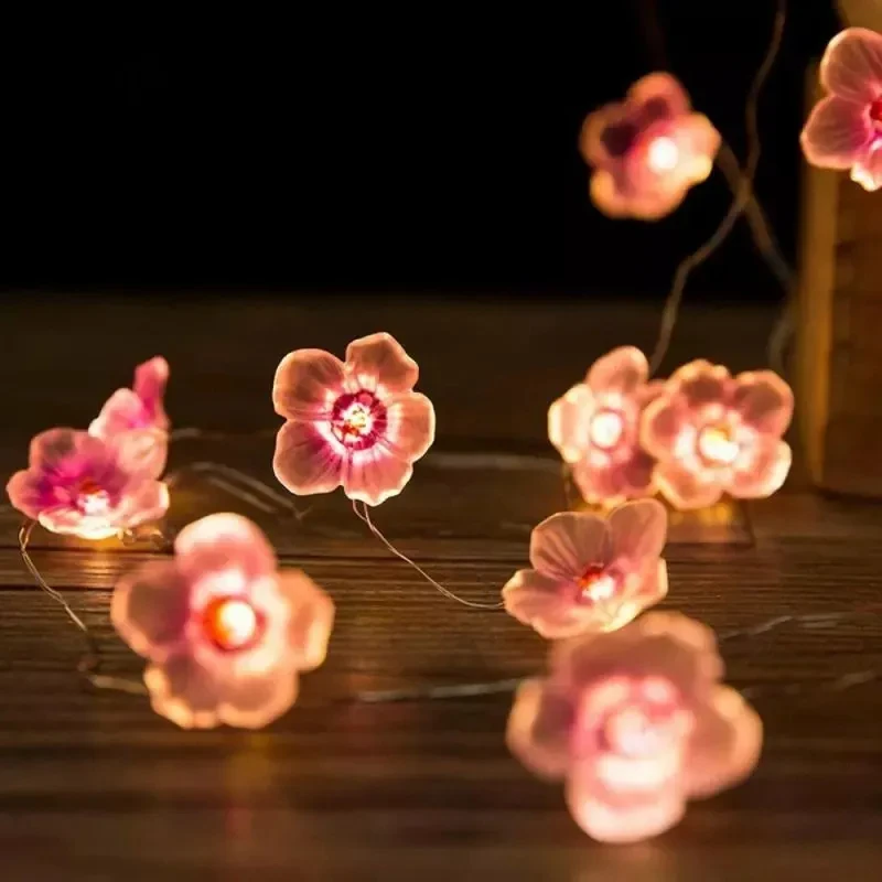 30LEDS Cherry Blossom Fairy String Lights Pink Landscape ligh Flower String Lamps For Outdoor festival Christmas Decorationts 5