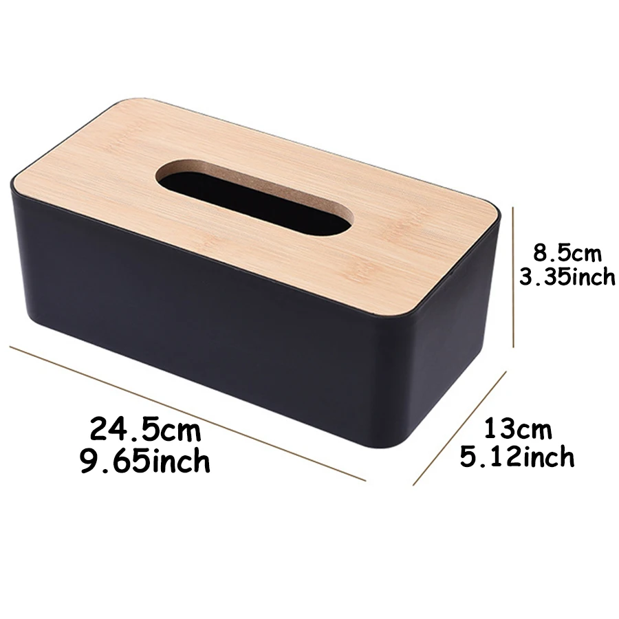 24,5 x 13 cm rechteckige Taschentuchbox aus Holzimitat, abnehmbarer Taschentuchhalter aus Kunststoff, Spender für Badezimmer, Wohnzimmer, Büro – Detail 7