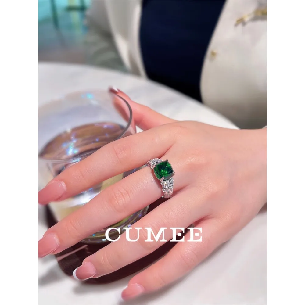 CUMEE 여성용 맞춤형 에메랄드 타워 반지,  반지, 금도금 약혼 약속 반지, 패션