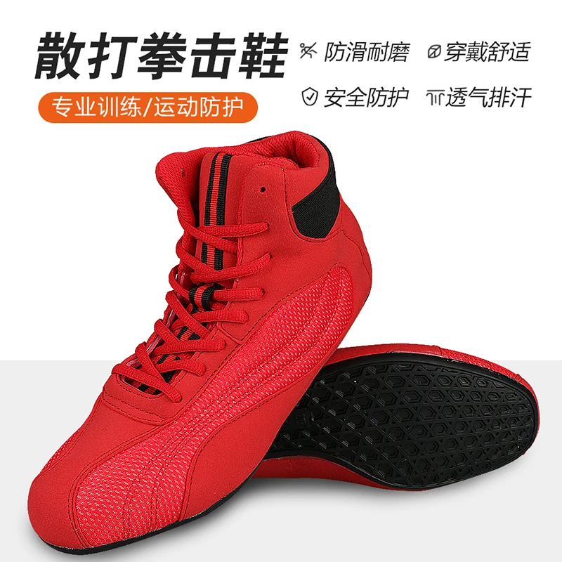Scarpe Da Boxe Professionali Scarpe Da Allenamento Da Wrestling Da Uomo Rosso Bianco Da Donna Che Combattono Sanda Strength Gym Boxer Boxing Fight Boo