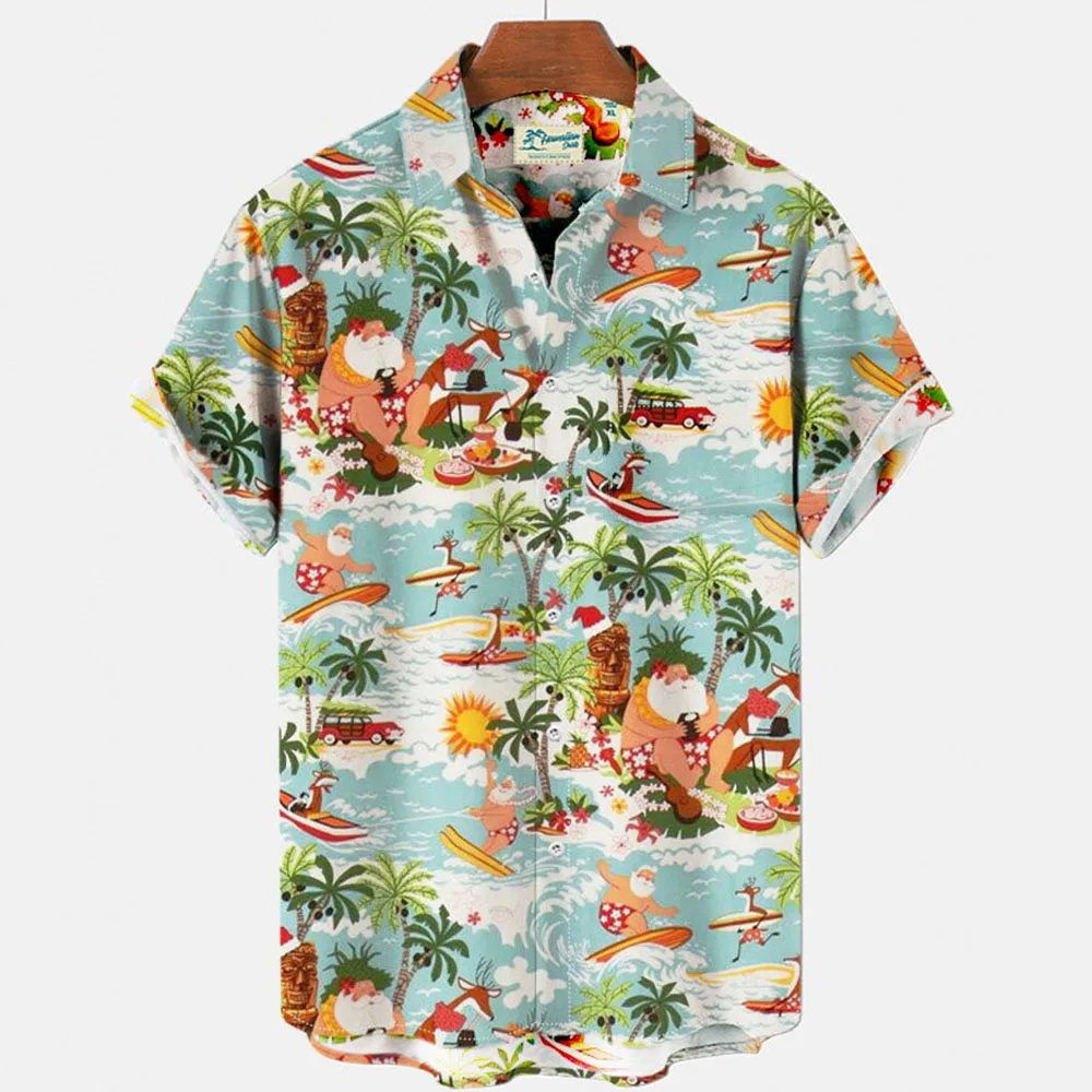 Гавайские рубашки для мужчин, модные удобные топы унисекс с коротким рукавом, пляжные дорожные повседневные рубашки для серфинга, мужские рубашки оверсайз