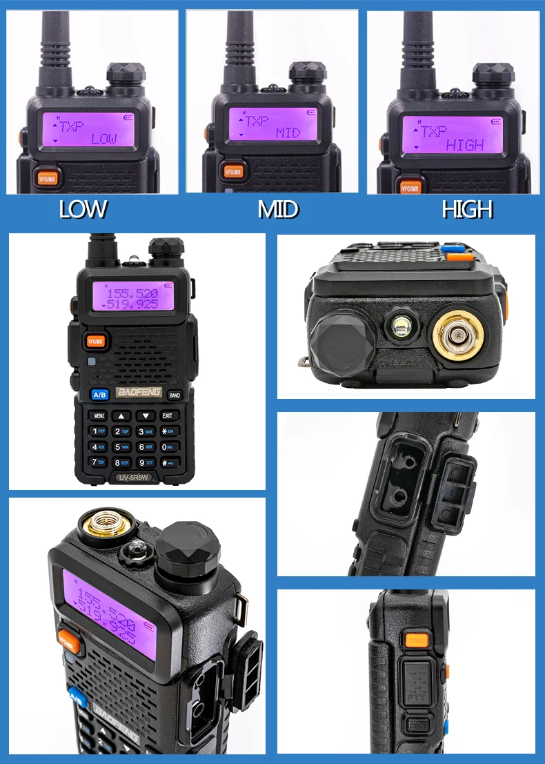 1/2PCS Baofeng UV 5R 5W 8W Walkie Talkie Tragbare Ham CB Radio Dual Band VHF UHF FM Transceiver Zwei Weg Radio UV82 S9 K5 Plus – Detail 16