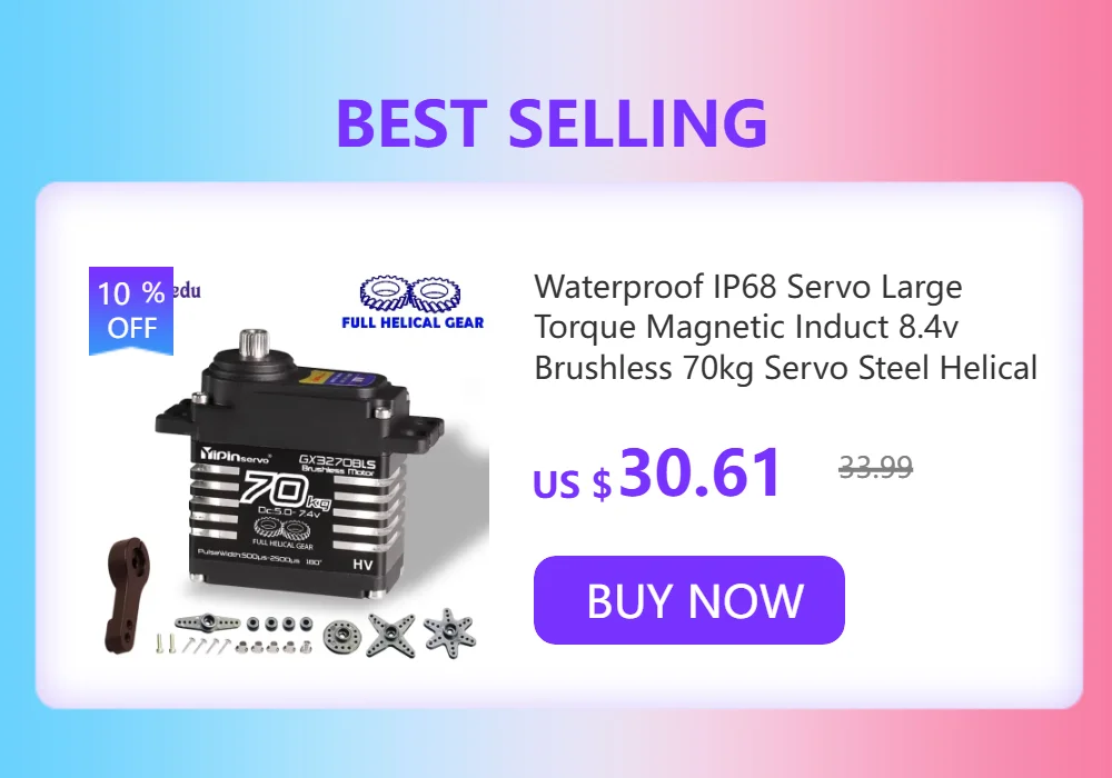 Waterproof IP68 Servo Large Torque Magnetic Induct 8.4v Brushless 70kg Servo Steel Helical Gear Remote Cars Accessories1/8 1/10