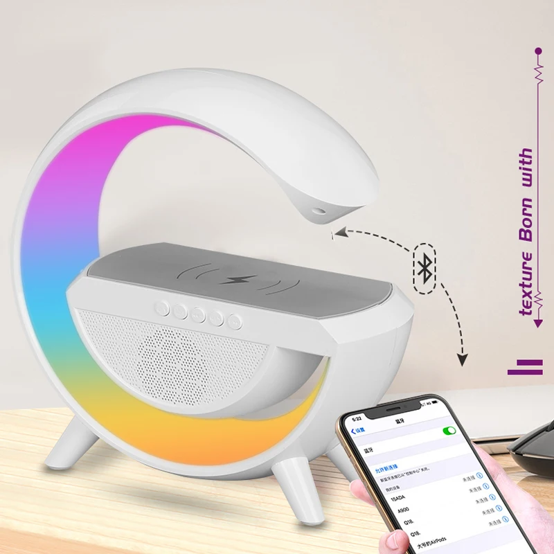 스마트 LED RGB 야간 조명 분위기 램프, 침대 옆 스피커, 무선 충전기, 어린이 수면 침실 장식, 책상 램프