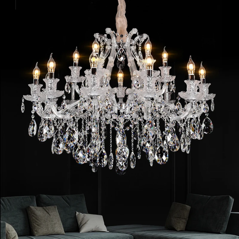 MEEROSEE Crystal Chandelier Light Luxury Hanging Lamparas Lustre Lighting Fixture Maria Theresa Luminaires Foyer Living Room images - 6