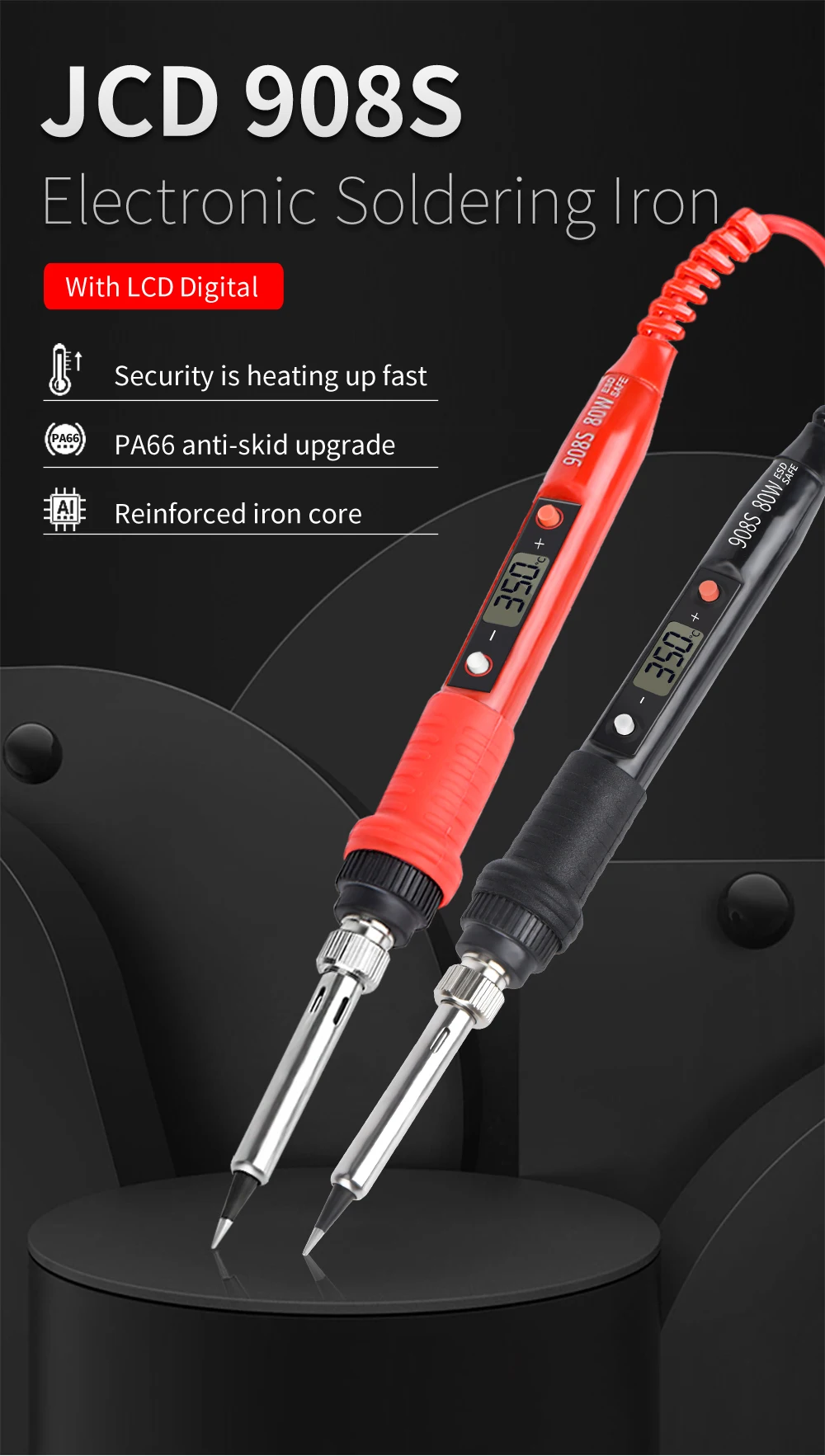 JCD Electric soldering iron 80W LCD Digital Display Adjustable temperature soldering iron tips 220V/110V Welding solder tools portable stick welder