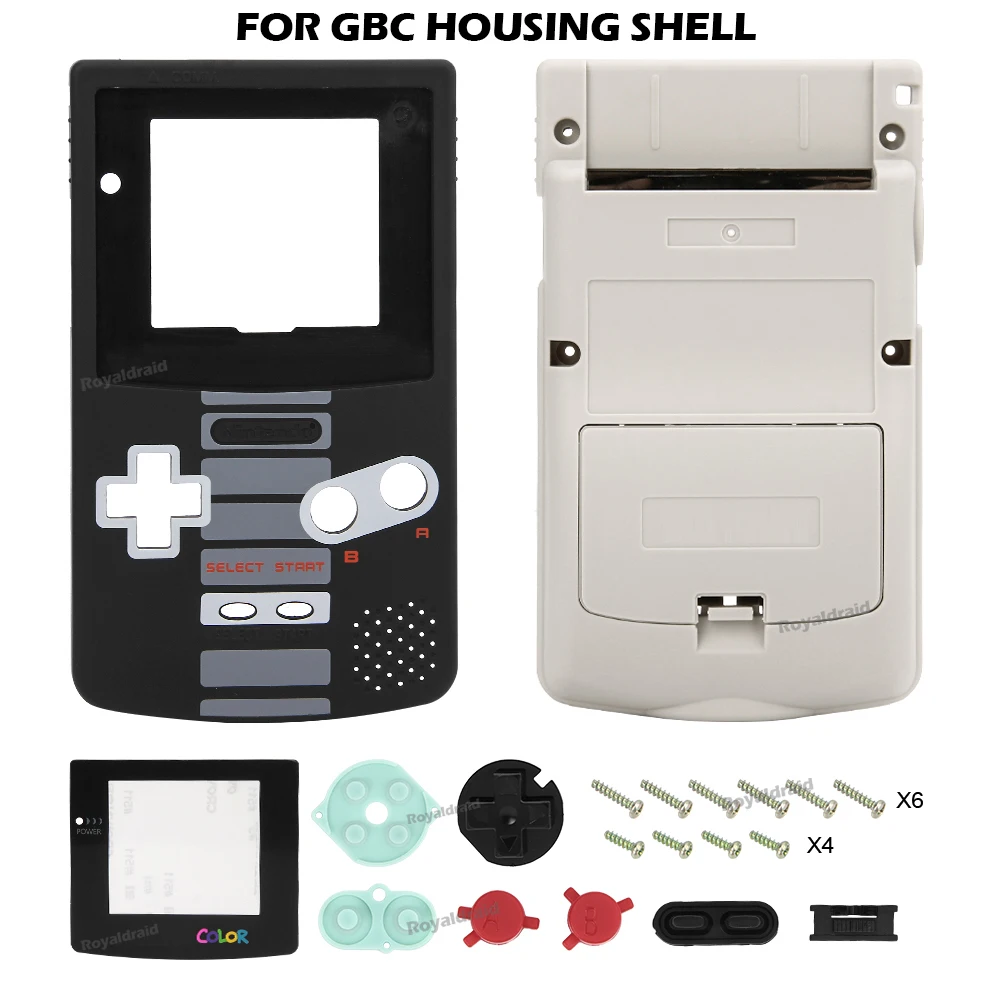 게임보이 컬러 GBC 쉘 케이스 커버, 한정판 하우징 쉘 교체, 클래식 NES 스타일 케이스, 고무 패드 버튼 포함 