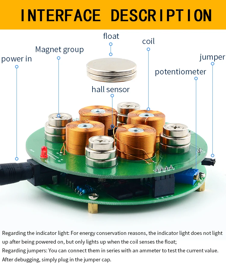 CIRMECH Intelligent magnetic levitation push type magnetic levitation DIY Kit DC12V 2A Suspension