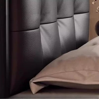 Ensemble de meubles de chambre à coucher noire tendance, lit double king size, décoration intérieure esthétique, rangement, cadre en bois massif, table avec tiroirs 4