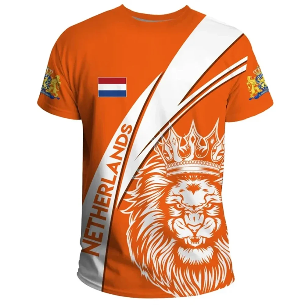 NIEDERLÄNDISCHE Flagge 3D-Druck Sport Schnelltrocknend Breatha Herren T-Shirt Outdoor Fußball Uniform Team Training Eltern-Kind Kurzarm