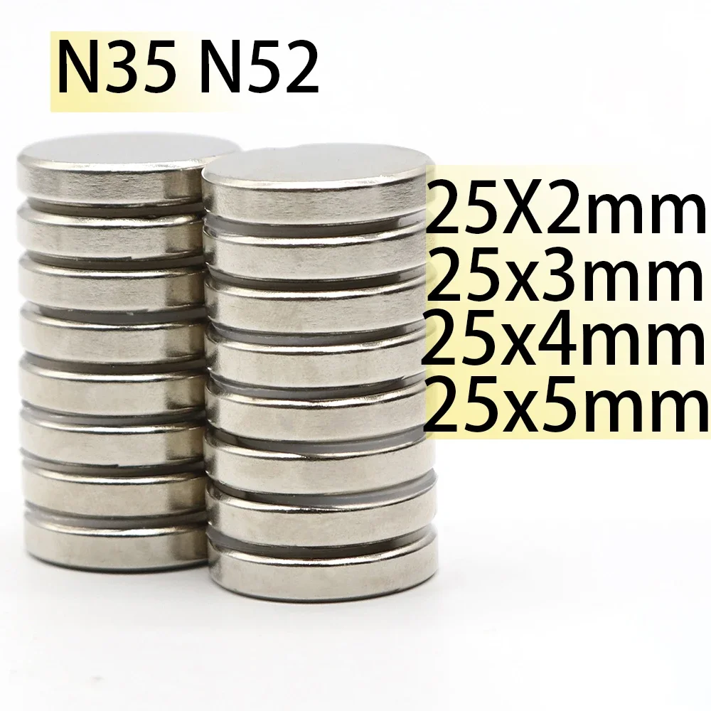 N52 25×2 25×3 25×4 25×5 N35 Strong Disc Neodymium Round Magnet Search Magnet Fridge Generator Customised Electric Motor Engine