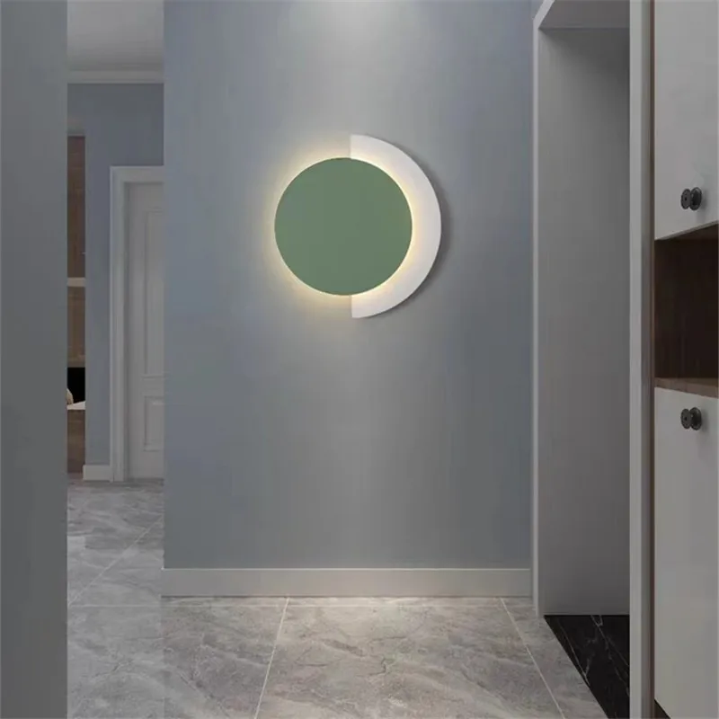Nordic circle wall light sofa background decoration coloured lamp designer living room bedside lamp corridor wall lighting 4