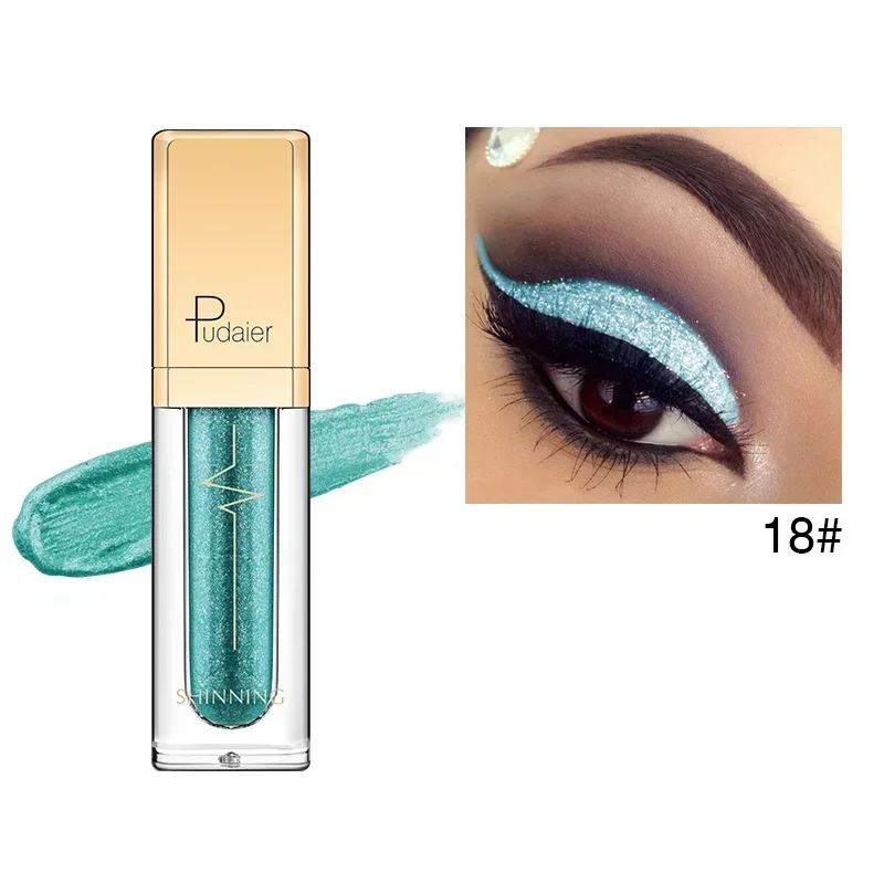 Pink Liquid Glitter Eyeshadow Metallic Pigment Eyes Makeup 18 Colors Shimmer Eye Shadow Liquid Waterproof Maquiagem Yeux Sombra 5