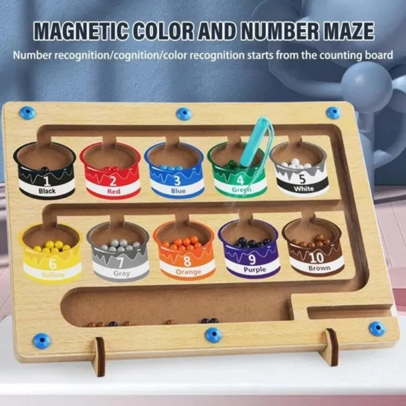 

Wooden Magnetic Color Number Maze Baby Montessori Educational Children Toys Color Recognition Game Gift For Kids wooden toys