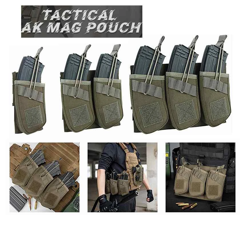 Single/Double/Triple Open Top Pouch For AK47 AR15 Pmags Magazine Fits