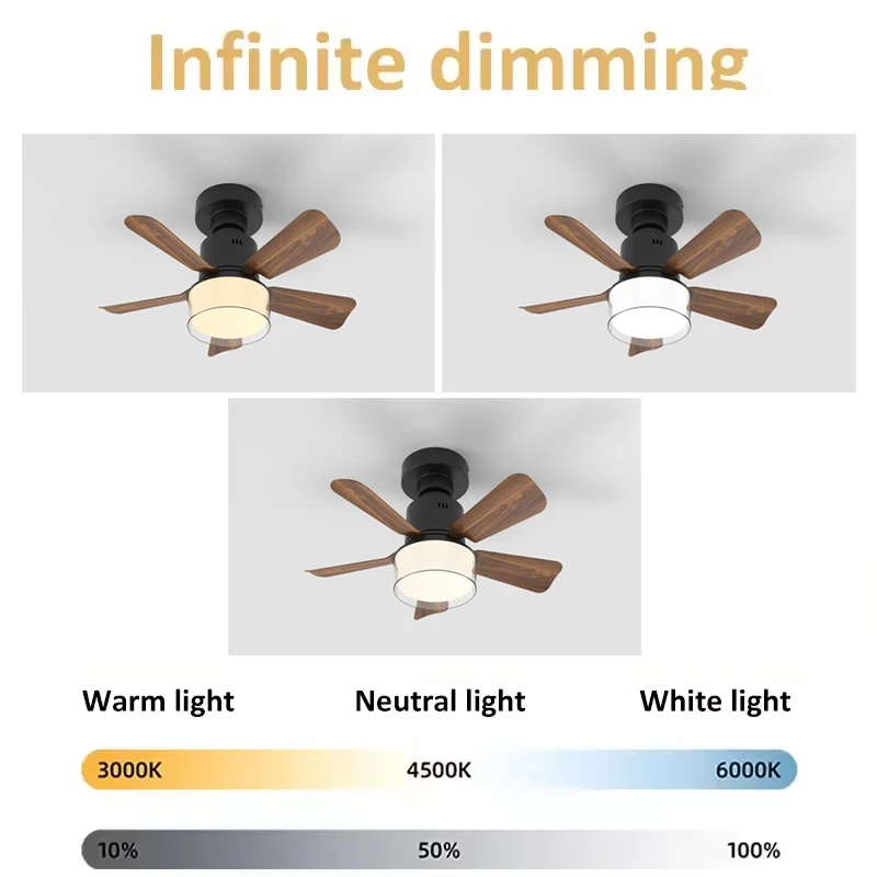 Ceiling Fan With Lamp E26/E27 Interface Silent Ceiling Fan With APP and Remote Control Modern Simple Lights Bedroom Lighting