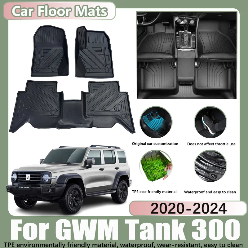 RHD Car Floor Mat for GWM Tank 300 Carpet Anti-dirt Car Waterproof Foot Pad Liner Accessories