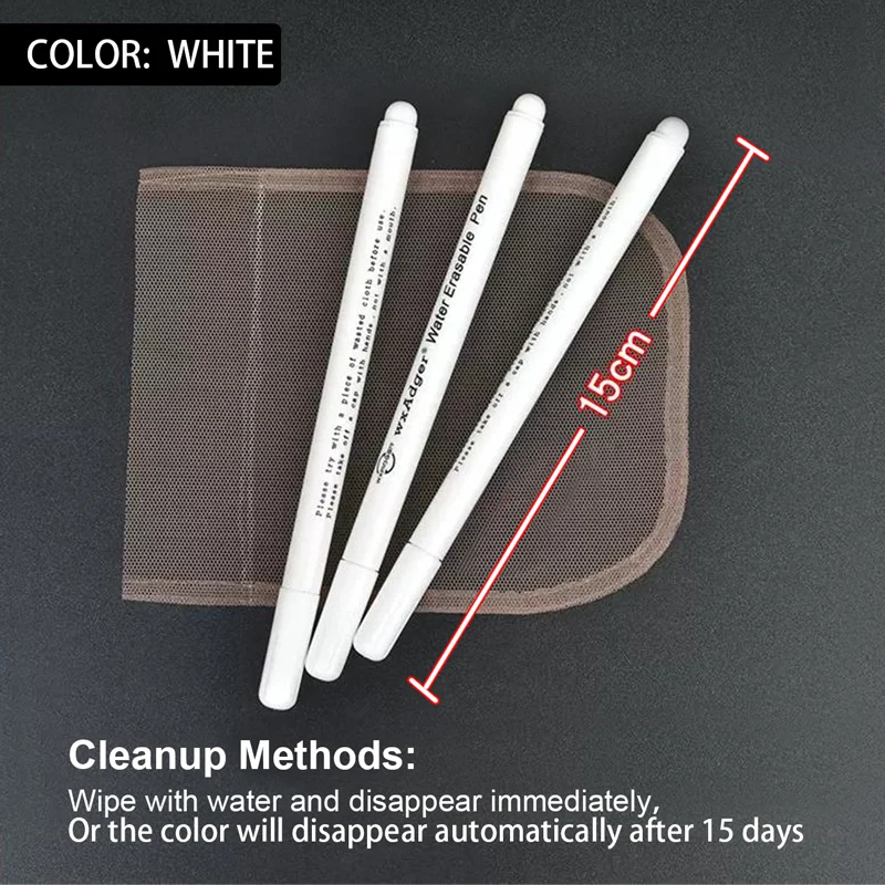 Blue Soluble Pen For Wig Making Auto-Vanishing Pen For Hair Nets White Water Erasable Quilting Sewing Tools Dressmaking 5pcs
