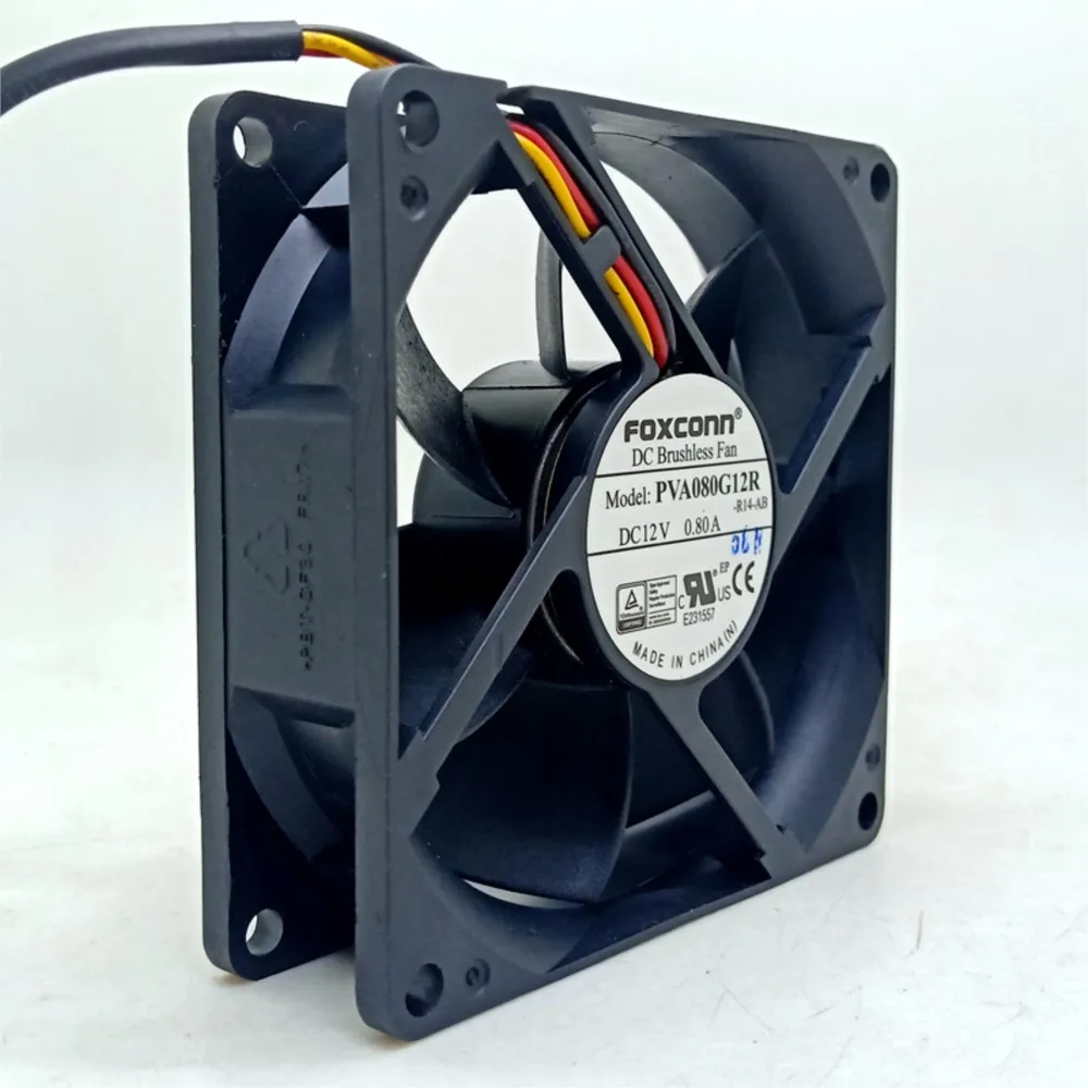 새로운 PVA080G12R 8025 12V 0.80A 3 핀 RD 신호 자동차 충전 전원 듀얼 볼 8cm 초고속 대형 공기량 냉각 팬, ..