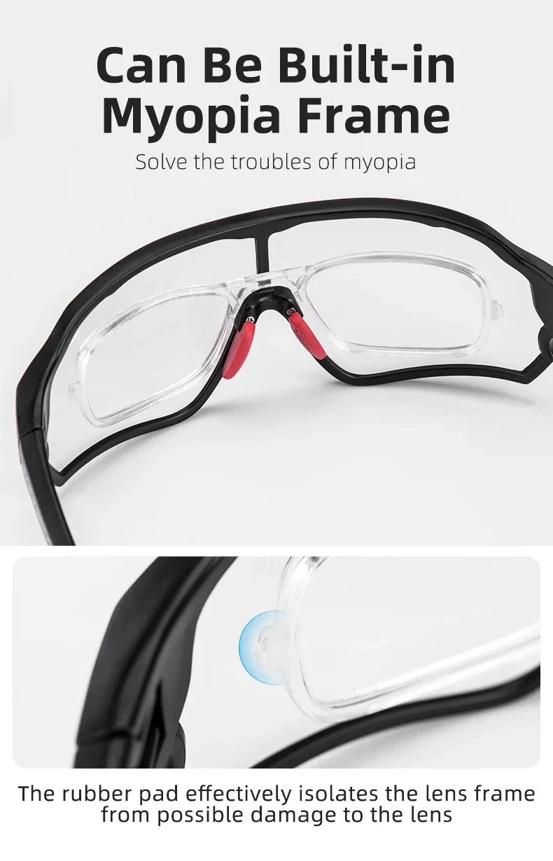 ROCKBROS Photochrome Fahrradbrille UV400 Sonnenbrille Outdoor Sport Fahrradbrille MTB Racing Leichte flexible Schutzbrille – Detail 9