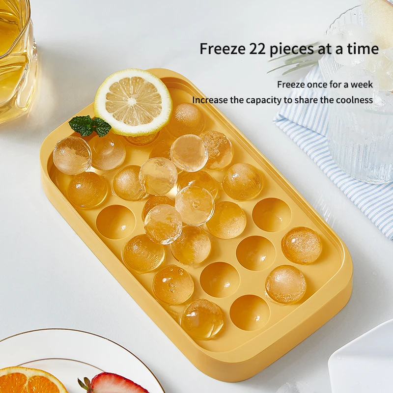 Round Ice Cube Tray with Lid Ice Ball Maker Mold for Freezer with Container  Mini Circle Ice Cube Tray Making Sphere Ice Chilling - AliExpress