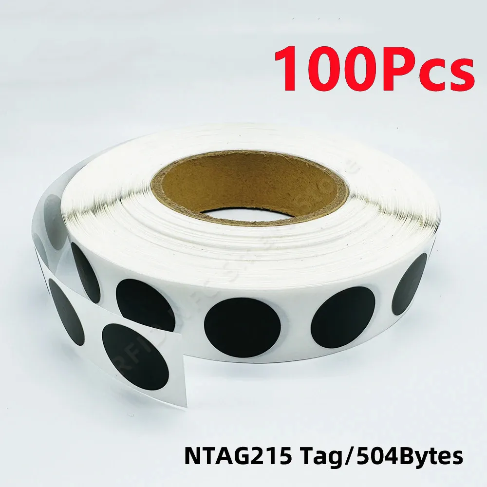 Black NFC Stickers - 25mm NTAG215 Universal Label RFID Tags, ISO14443A13.56MHz