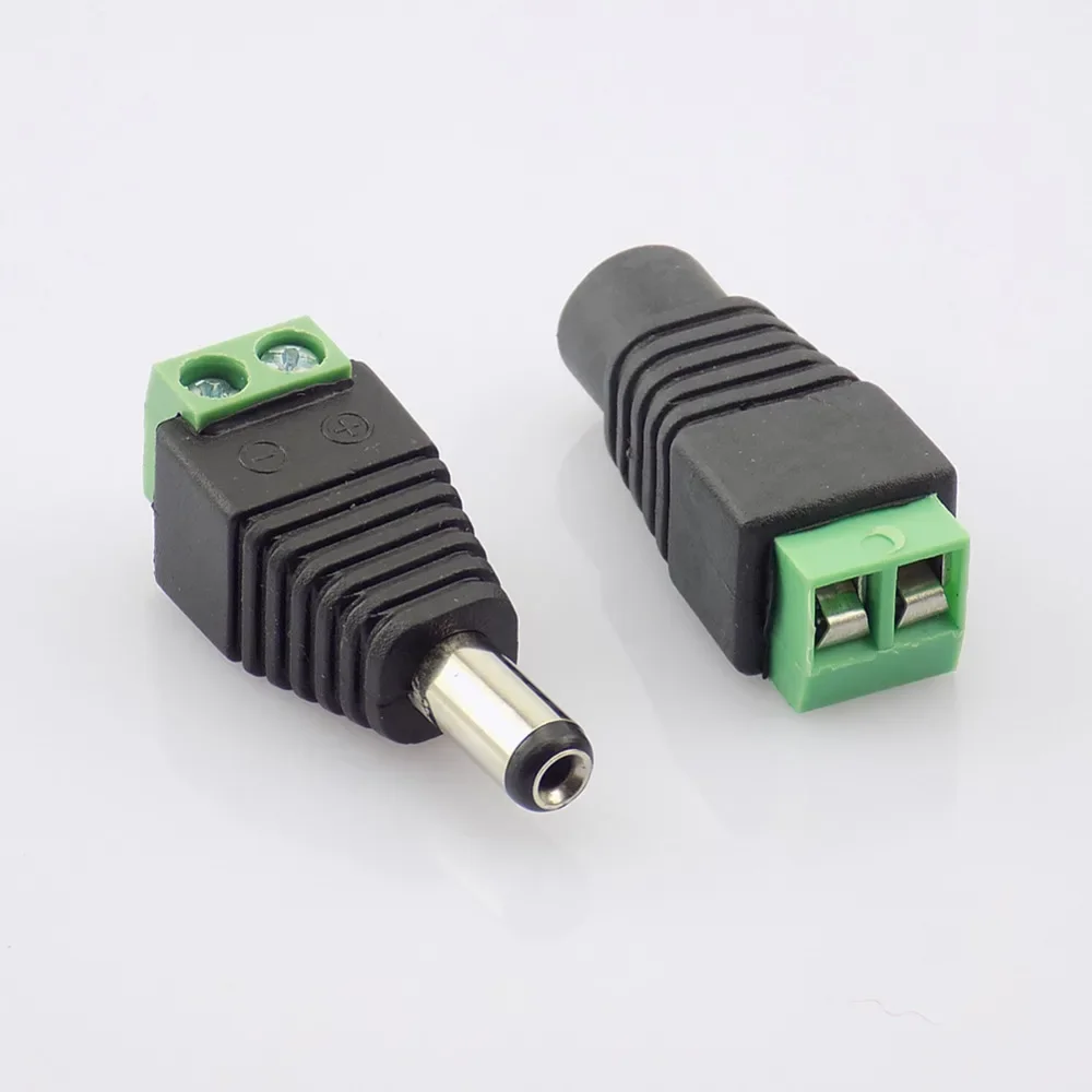

1 pair 2.1x5.5 mm DC Male + Female plug Connector power supply jack adapter BNC for CCTV camera LED strip lamp lighting light