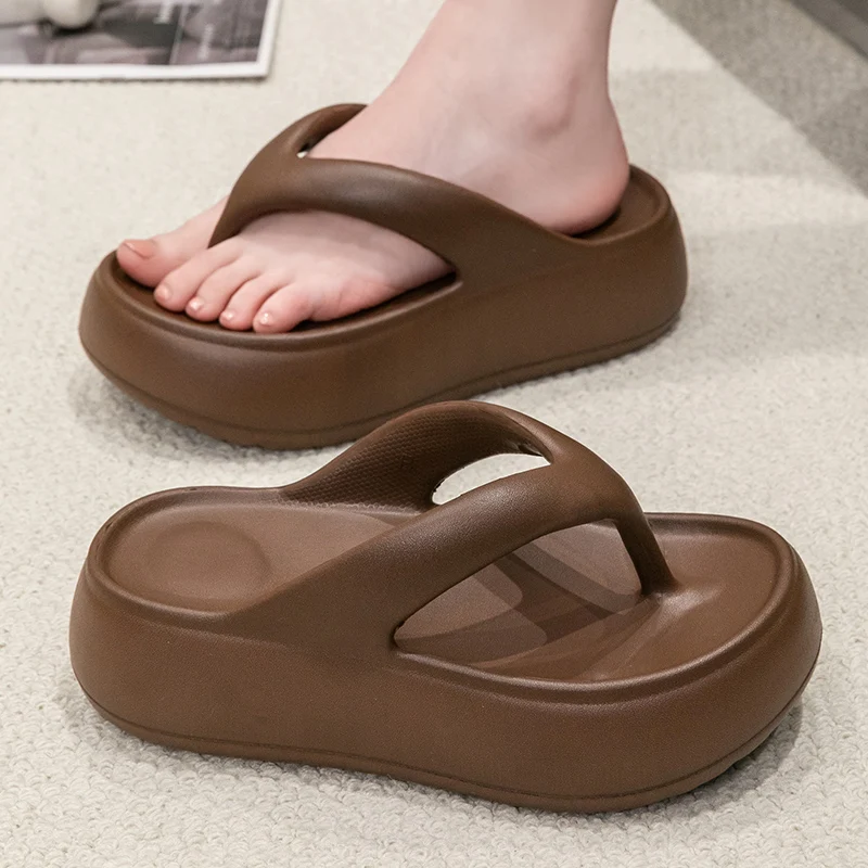Non-slip Beach Flip Flops Women Summer Clip Toe Thick Bottom Cloud Slippers Woman 2025 Soft Sole Platform Sandals Slides Female 3
