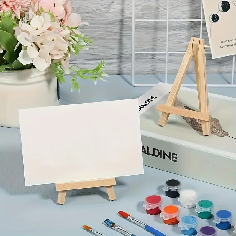 10 Stück verstellbare Mini-Staffeleien aus Holz – dreieckige Präsentationsständer für Leinwandkunst, Kunsthandwerk und Zeichnen – Detail 7