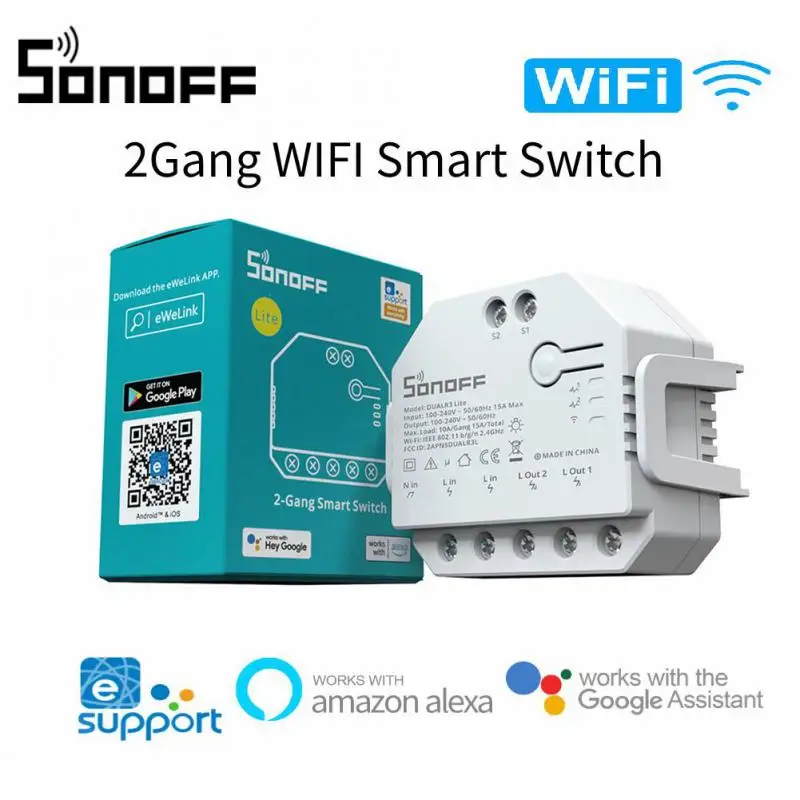 Sonoff Dual R3 Lite Wifi Smart Switch Dual Relay Diy Mini Smart Switch Ewelink App Control Smart Work With Home Alexa Google