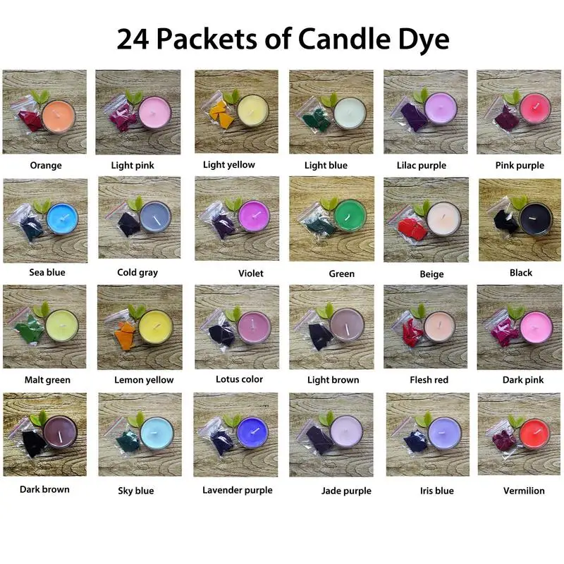 24 Dye Colors Of Wax Candle Wax Dye Candle Chips Flakes DIY Soy Making Kit Supplies candle dyes pigment,soy candle wax pigment,candle dyes kit