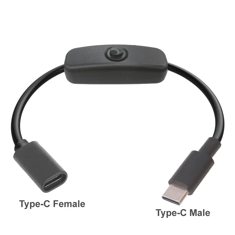 USB-C PD to Micro USB/DC Power Extension Cable with On/Off Switch, Male to Female 5V