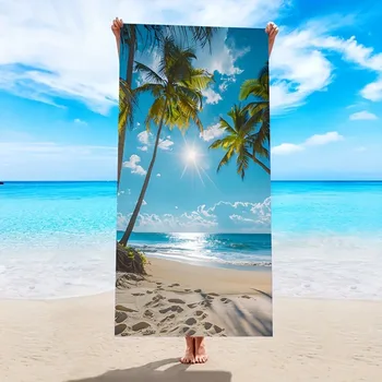 Beach Paradise: asciugamano grande ed elegante con palmo tropicale. Adatto per asciugamani, asciugamani da bagno, asciugamani da spiaggia 1