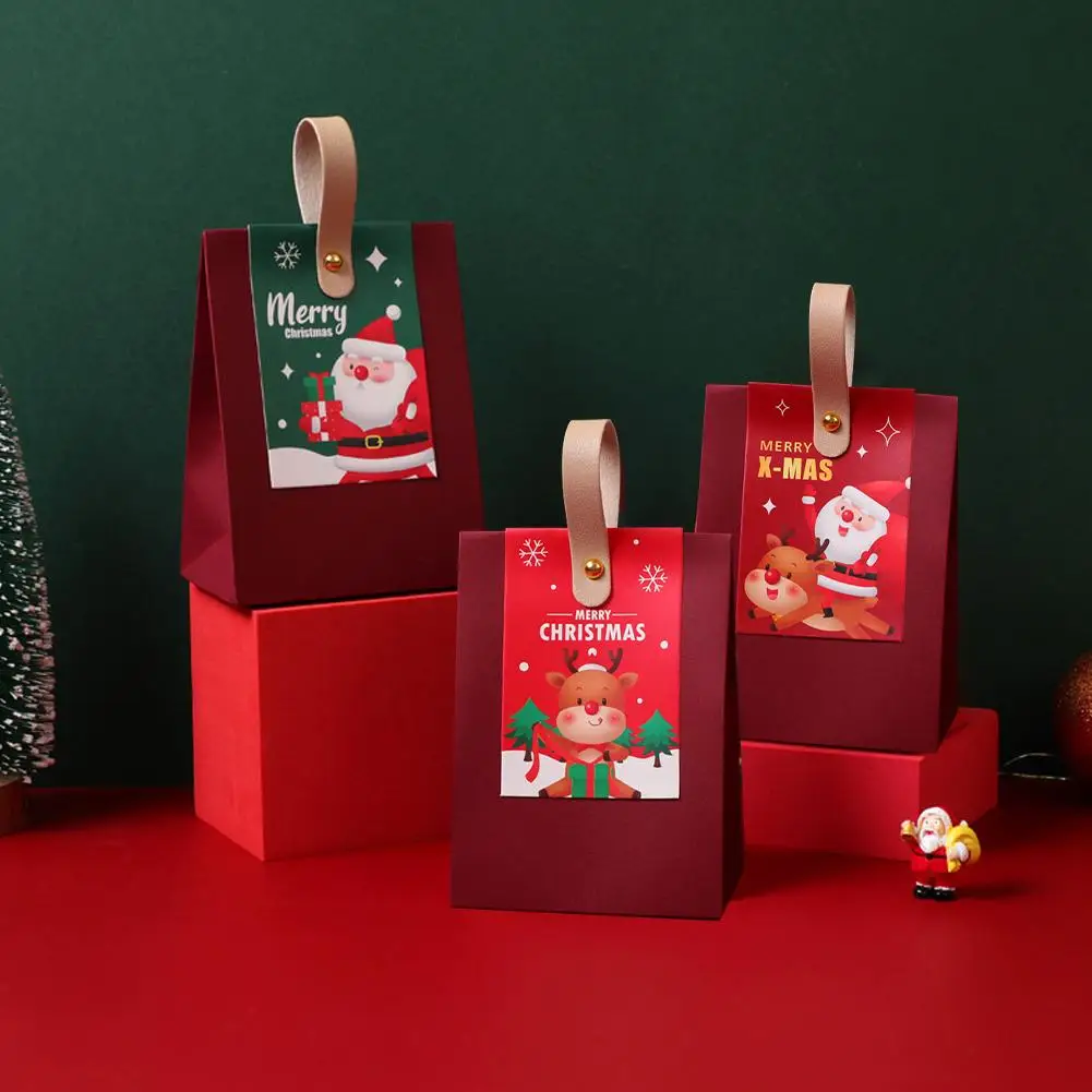

StoBag Handle Paper Box Empty Christmas Eve Candy Gift Chocolate New Wrapping Biscuit Packaging Party Kids Favors Year K3N7