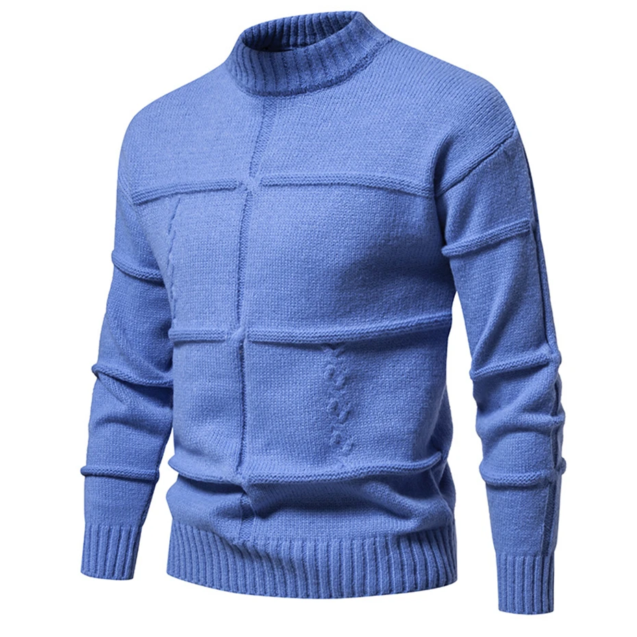 Solid Color Knitted Sweater Men Autumn Winter Thick O-neck Knitted Jumper Fashion Casual Solid Color Pullover Khaki Grey