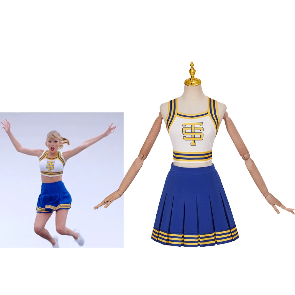 Taylor Cosplay Costume Shake It Off Cheerleader Uniforme Swift High School Cheerleading Crop Top Con Gonna Halloween Outfit