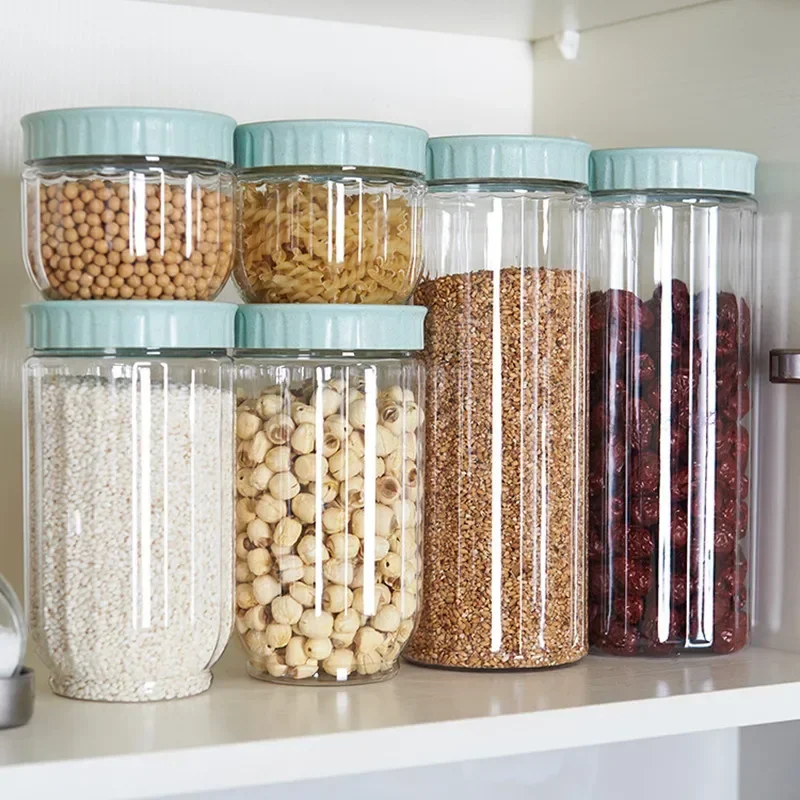 Storage Box Storage Jar Cereal Box Herb Storage Container Kitchen Transparent Food Storage Container With Lids Durable Seal Pot Cereal Grain Bean Rice Sealed Plastic Milk Powder Jar