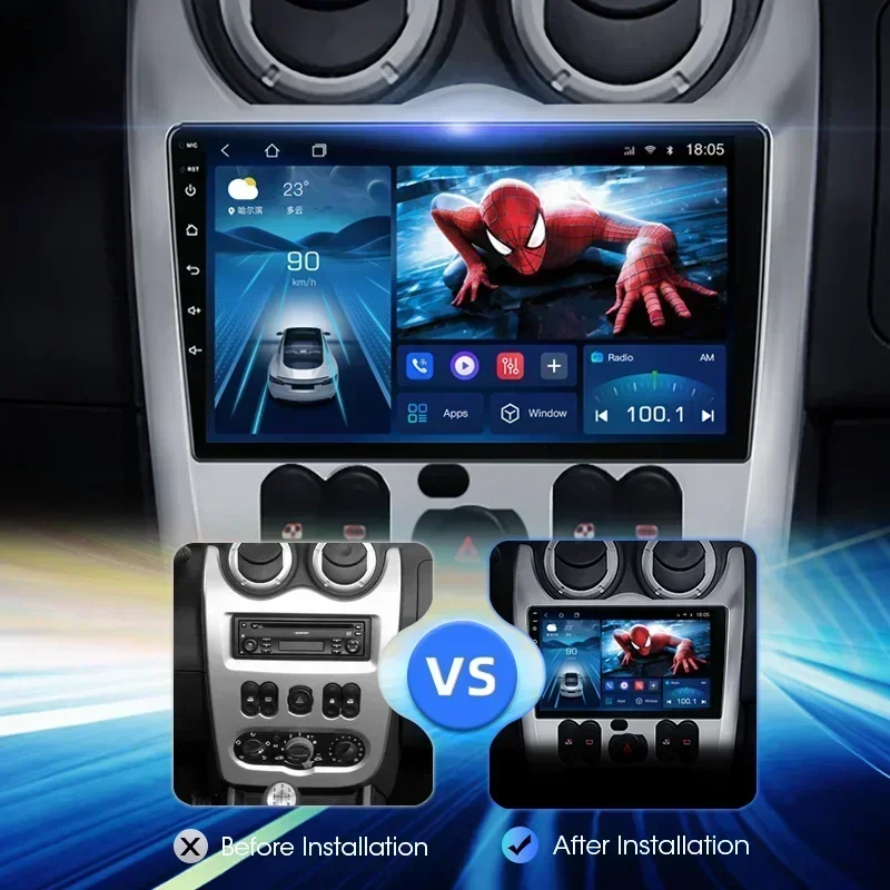 Srnubi Qualcomm 8 Core Auto Radio de coche para Renault Logan 1 Sandero 2009-2015 Largus Dacia Duster reproductor Multimedia Android 3