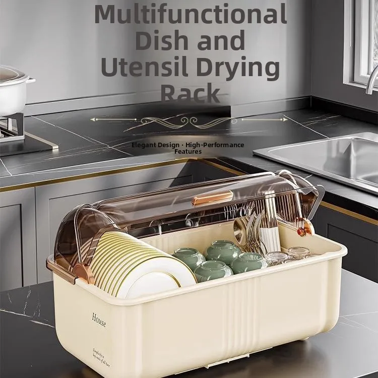 New Kitchen Storage Box Di Drainer Cover Bowl Plate Chopstis Organizer Ra Plastic Material Home Use Countertop Storage