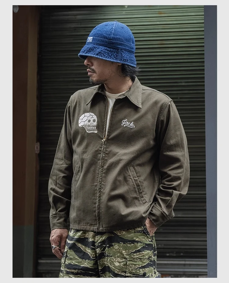 Non Stock Skull Embroidery Vietnam Souvenir Tour Jacket Mens