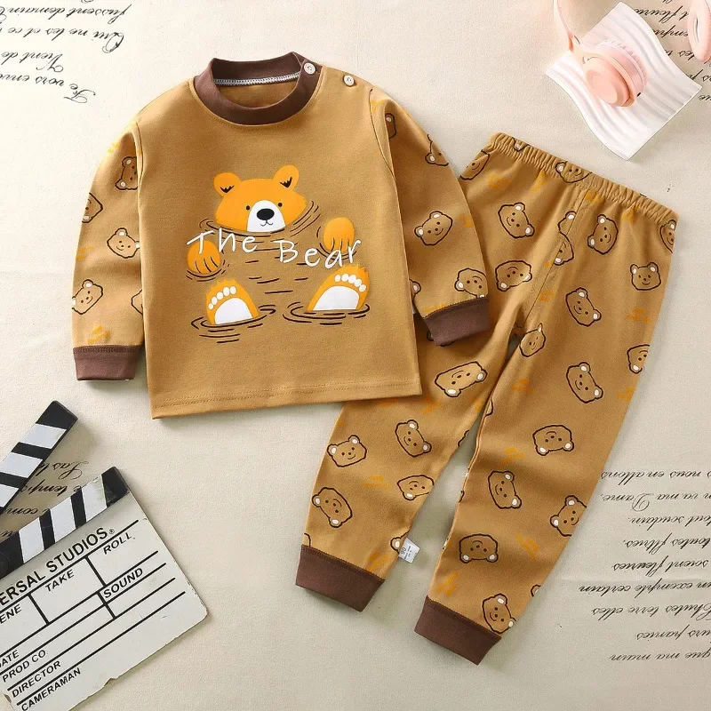 Kids Boys Girls Pajama Sets Cartoon Long Sleeve T-Shirt Tops with Pants Toddler Baby Spring Autumn Sleeping Clothes children clothes
